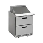 image of Delfield STD4427NP-8 27" 2-Drawer Sandwich and Salad Prep Table, 8 Pans, Stainless Steel