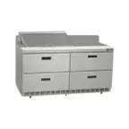 image of Delfield STD4464NP-12M 64" 2-Section Mega Top Sandwich Prep Table, 4 Drawers, 12 Pans, Stainless Steel