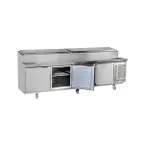 image of La Rosa Refrigeration L-13196-32 96" 4-Door Sandwich and Salad Prep Table, 10 Pans