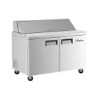 image of Coldline SP48 46" 2-Door Refrigerated Sandwich and Salad Prep Table, 12 Pans, Stainless Steel