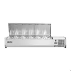 image of Vitlife Commercial VVRX1500/380S Refrigerated Countertop Condiment Station with Stainless Steel Lid, (6) Pan Capacity