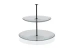 image of Ardacam 10498-10356-1 Tiered Display Stand, 8.3" x 11" Round Clear Glass, 2-Tier Height 9"-12"