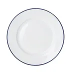 image of Mikasa 5256484 China Plate, 9" Dia., Round, Wide Rim, Vitrified Porcelain, White with Blue Band