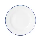 image of Mikasa 5256486 China Plate, 11" Dia., Round, Wide Rim, Vitrified Porcelain, White with Blue Band