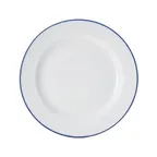 image of Mikasa 5256489 China Plate, 12" Dia., Round, Wide Rim, Vitrified Porcelain, White with Blue Band