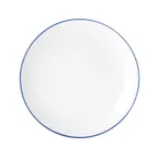 image of Mikasa 5256492 China Plate, 9" Dia., Round, Coupe Rim, Vitrified Porcelain, White with Blue Band
