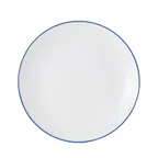 image of Mikasa 5256494 China Plate, 12" Dia., Round, Coupe Rim, Vitrified Porcelain, White with Blue Band