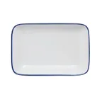 image of Mikasa 5256511 China Plate, Rectangular 12" x 7-1/10", White with Blue Band, Porcelain