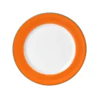 image of Mikasa 5260104 Sunday Brunch China Plate, 10" Round, Orange, Ceramic Porcelain