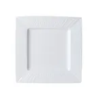 image of Mikasa 5260237 Onda Plate, 9-1/4" Square, Wide Rim, Fluted, Soft White, Vitrified Porcelain