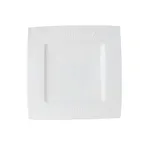 image of Mikasa 5260239 Onda Plate, 12" x 12", Square, Wide Rim, Fluted, Soft White, Vitrified Porcelain
