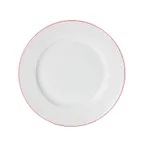 image of Mikasa 5260281 China Plate, 9" dia., Round, Wide Rim, Vitrified Porcelain, White with Red Band