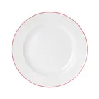 image of Mikasa 5260283 China Plate, 11" Dia., Round, Wide Rim, White with Red Band, Vitrified Porcelain