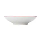 image of Mikasa 5260289 Bistro Bowl, 26 oz, 8" dia., White with Red Band, Porcelain, Round, Shallow, Coupe