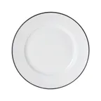 image of Mikasa 5260368 China Plate, 9" Dia., Round, Wide Rim, Vitrified Porcelain, White with Black Band