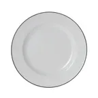 image of Mikasa 5260369 China Plate, 11" Dia., Round, Wide Rim, White with Black Band, Vitrified Porcelain