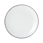 image of Mikasa 5260370 China Plate, 8" Dia., Round, Coupe Rim, Vitrified Porcelain, White with Black Band