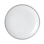 image of Mikasa 5260381 China Plate, 9" Dia., Round, Coupe Rim, Vitrified Porcelain, White with Black Band