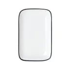 image of Mikasa 5260388 China Plate, Rectangular Coupe, 8" x 4-3/5", White with Black Band, Porcelain