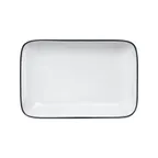 image of Mikasa 5260390 China Plate, Rectangular, 12" x 7-1/10", White with Black Band, Dishwasher Safe