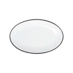 image of Mikasa 5260391 China Plate, Bistro Entree, Oval, 9 3/4"L x 6 3/10"W, White with Black Band, Porcelain