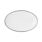 image of Mikasa 5260393 Bistro Plate, Oval, 13-3/4"L x 8-7/8"W, White with Black Band, Porcelain
