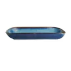 image of Mikasa 5266882 Starlit Rectangular China Platter, 21" x 10.25", Porcelain, Blue - MIK-5266882