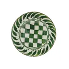 image of Mikasa 5275006 Merenda Check China Plate, 9" Wide Rim, Green, Dishwasher Safe