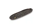 image of Chic 5314849 Oval Porcelain Platter, 12.9" x 3.7", Black with Gold Trim, Dishwasher & Microwave Safe