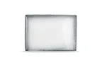 image of F2D 5314879 Rectangular Plate, 11" White With Black Sparkle Porcelain, Dishwasher Microwave Oven Safe