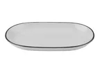 image of ID Fine 5324465 Oval Fine China Platter, 8" W x 13" D x 1.2" H, Modest Black, Curved Rim, Dishwasher Safe