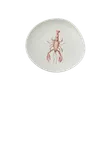 image of ID Fine 5327734 1972 Coupe Plate 8.3" x 7.5" Oval Ceramic Lobster Blue Vitrified Stoneware Coupe Rim