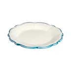 image of ID Fine 5335907 1972 Coupe Plate, 11.42" Porcelain Plate, Teal Line Fulya, Rim, Dishwasher Safe
