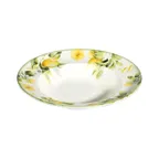 image of ID Fine 5337739 11.1" Round Deep Rim Fine China Plate, 19 oz Capacity, Sorrento Lemon Finish