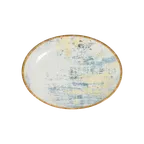 image of ID Fine 5341389 Oval China Platter, 14" x 10.6" x 1.4" Coupe Rim, Yellow Arte Finish
