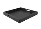 image of Select Concept BQ013B Handled Serving Tray, Square 15.7" x 15.7" x 1.220" Black Oak Patterned Wood
