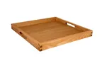 image of Select Concept BQ013L Handled Square Oak Serving Tray, Patterned Wood, 15.740" x 15.740" x 1.960"