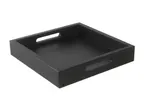 image of Select Concept BQ091B Handled Serving Tray, Square 11" x 11" x 1.96" Black Oak Patterned Wood