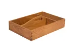 image of Select Concept BQ100L Cutlery Tray, 3-Compartment Wood Organizer, 9.44" x 13.77" x 2.75", Black/Cherry Finish