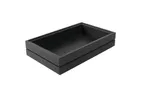 image of Select Concept BQ204B Stackable Cutlery Bin / Box, 6.39" W x 10.07" D x 2.24" H, Black/Oak Wood, Holds GN 1/4