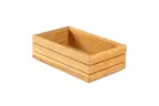 image of Select Concept BQ205L Stackable Oak Cutlery Bin, 6.39"W x 10.07"D x 3.34"H, Black/Cherry Wood, Holds GN 1/4