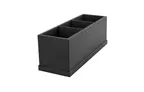 image of Select Concept BQ300B Cutlery Tray - 3-Compartment Wood Utensil Holder, Black/Cherry, 4.92W x 14.37D x 5.11H Inches