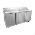 image of Asber APTM 72 30 P 72" 3-Door Mega Top Sandwich and Salad Prep Table, 30 Pans, Stainless Steel