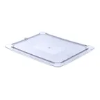 image of Carlisle 10236U07 StorPlus Universal Lid, 1/2-size, Flat, Polycarbonate, Clear, NSF, Made in USA
