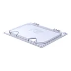image of Carlisle 10239Z07 StorPlus EZ Access Universal Lid, 1/2‑Size Hinged Notched Polycarbonate Clear