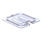 image of Carlisle 10311U07 Lid, 1/6‑Size Handled Spoon‑Notched, Clear Polycarbonate, Dishwasher Safe