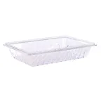 image of Carlisle 1062807 StorPlus Colander, 26" x 18" x 5", Clear Polycarbonate, Perforated Stackable, NSF