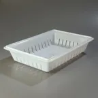 image of Carlisle 1064802 StorPlus Colander, 26"L x 18"W x 5"H, Perforated/Slotted, Poly, White, NSF