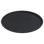 image of Carlisle 1400GL004 Non‑Skid Serving Tray, 14‑5/8" Dia., Round, Polypropylene, Black