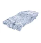 image of Carlisle 369670B14 Flo-Pac Mop Head, 4-Ply End, Blue Rayon-Cotton Yarn with -1/2" Vinyl-Coated Band